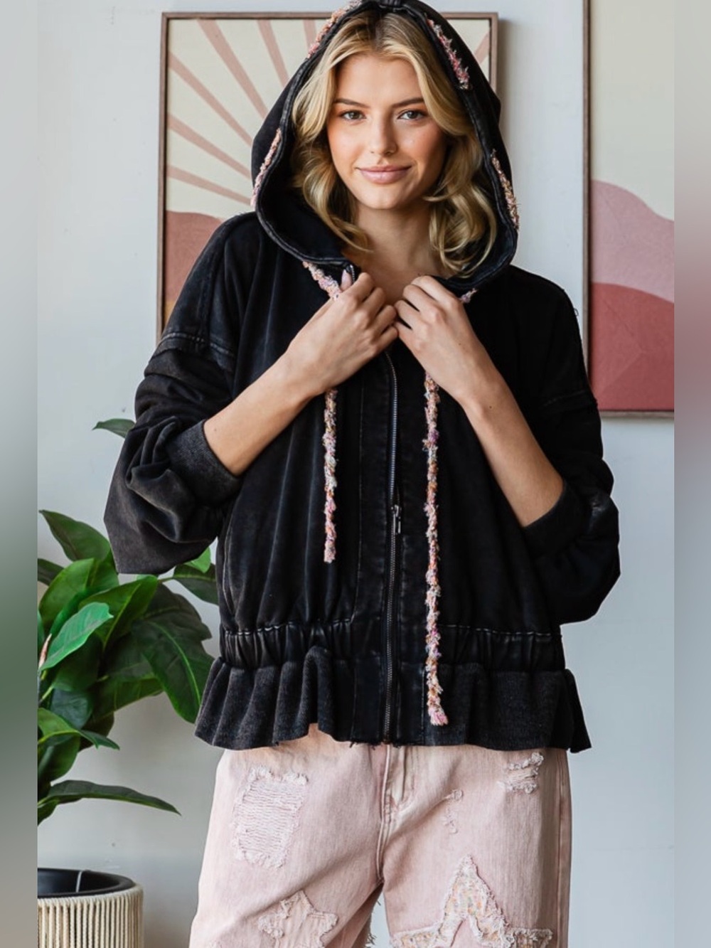 NWOT OLI & HALI RUFFLED HOODIE